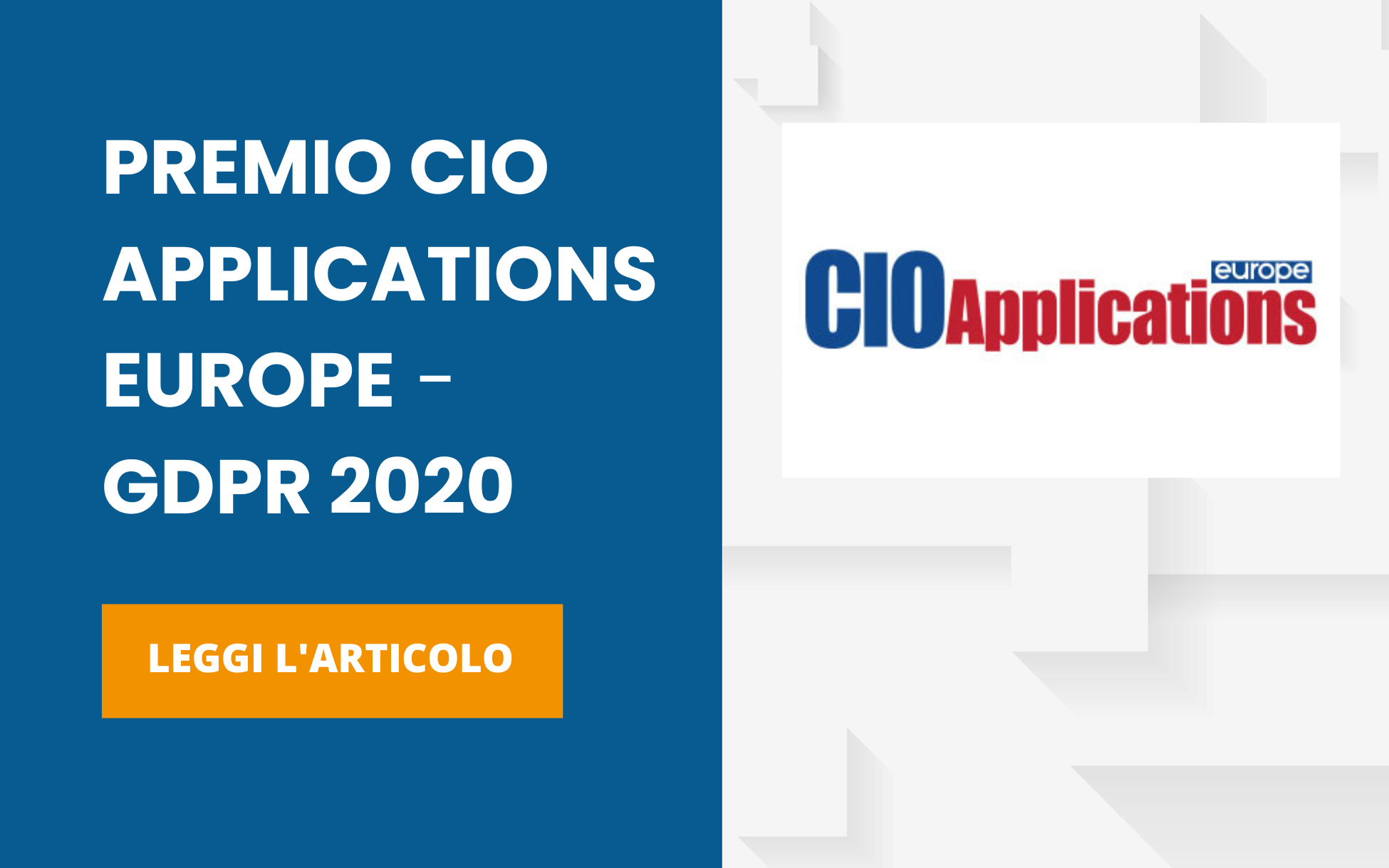 premio CIO Applications europe - gdpr 2020